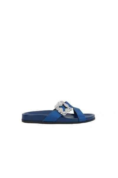 Shop Manolo Blahnik Sandals In Bright Blue
