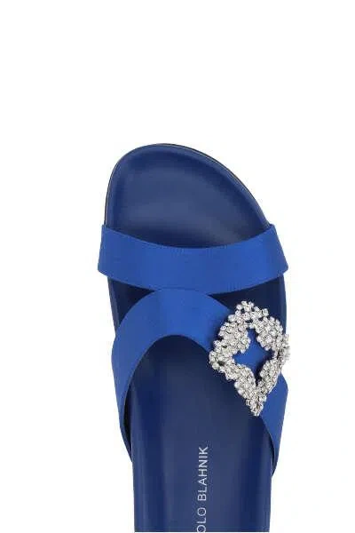 Shop Manolo Blahnik Sandals In Bright Blue