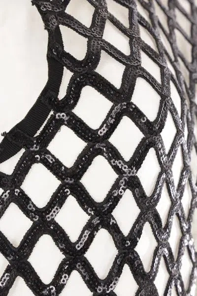 Maria Calderara Sequinned Net Dress In Black+avory