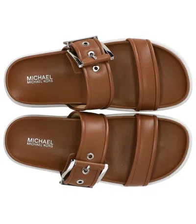 Shop Michael Kors Colby Light Brown Slide In Leather