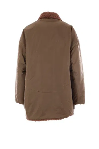 Mythinks Fur Collar Buttoned Jacket In Mocha