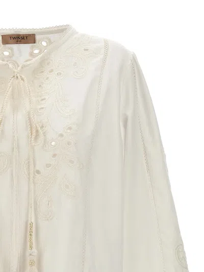 Shop Twinset Embroidered Blouse In White
