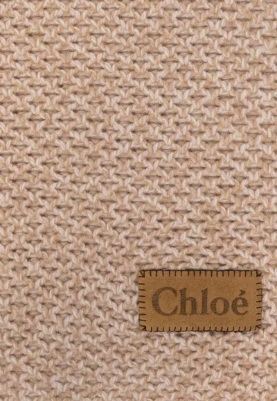 Shop Chloé Cashmere Chunky Knitted Scarf In Beige