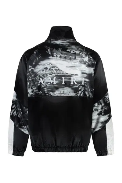 Shop Amiri Full-zip Nylon Sweatshirt In Black