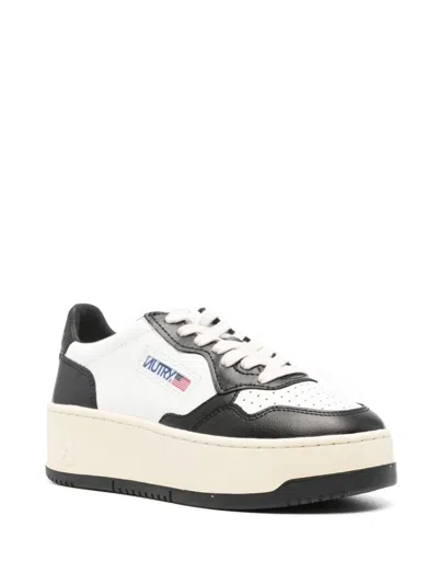 Shop Autry Medalist Platform Panelled Leather Sneakers In Wht/blk