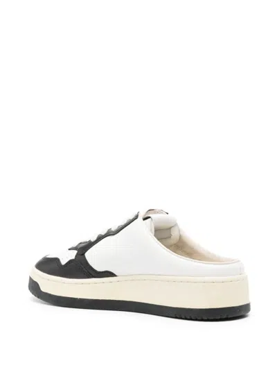 Shop Autry Medalist Leather Mule Sneakers In Wht/blk