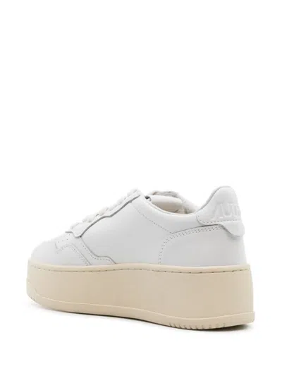 Shop Autry Medalist Platform Leather Sneakers In Wht/wht
