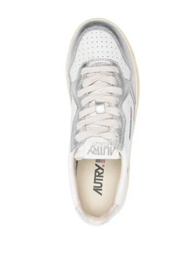 Shop Autry Medalist Platform Leather Sneakers In Wht/silver