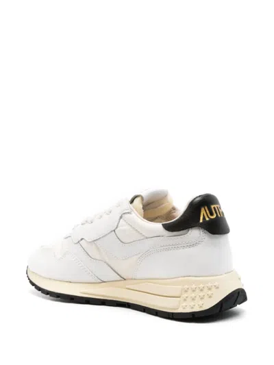 Shop Autry Reelwind Lace-up Pannelled Leather Sneakers In White/white
