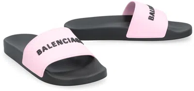 Shop Balenciaga Rubber Slides In Black