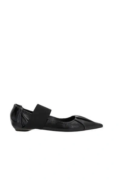 Bruno Frisoni Pointed-toe Leather Ballerina Shoes In Black