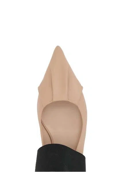 Bruno Frisoni Pointed-toe Leather Ballerina Shoes In Nude