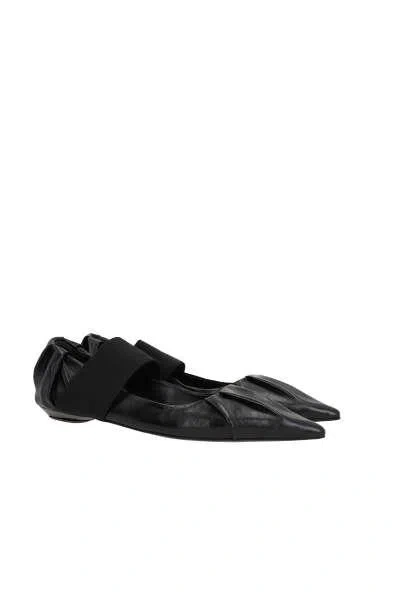 Bruno Frisoni Pointed-toe Leather Ballerina Shoes In Black