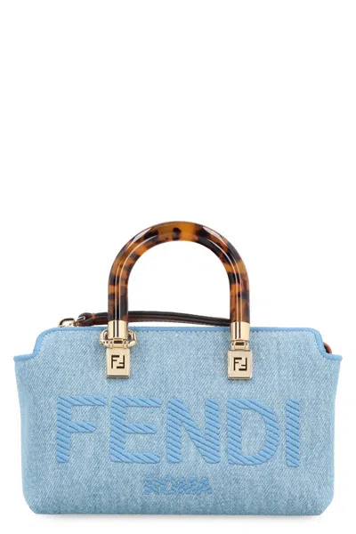 Shop Fendi By The Way Boston Denim Mini Bag