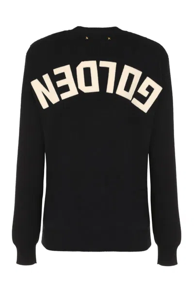 Shop Golden Goose Dany Cotton Crew-neck Sweater In Blue