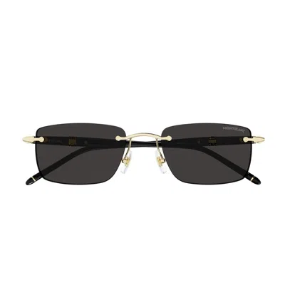 Shop Montblanc Mb0344s Linea Meisterstück Sunglasses In 001 Black/gold