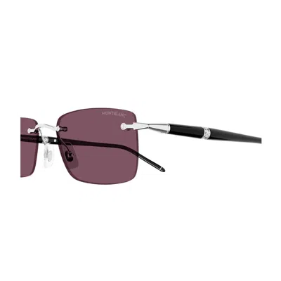 Shop Montblanc Mb0344s Linea Meisterstück Sunglasses In 002 Black/silver