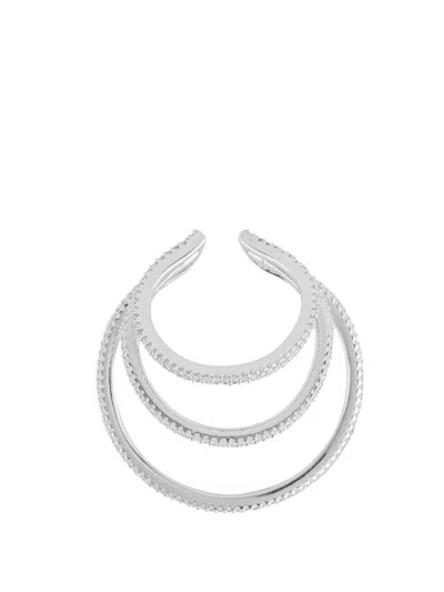Shop Federica Tosi Ear Cuff Jade Silver In Grey