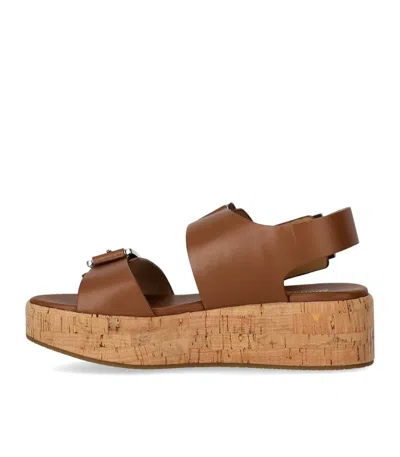 Shop Michael Kors Colby Light Brown Platform Sandal In Leather