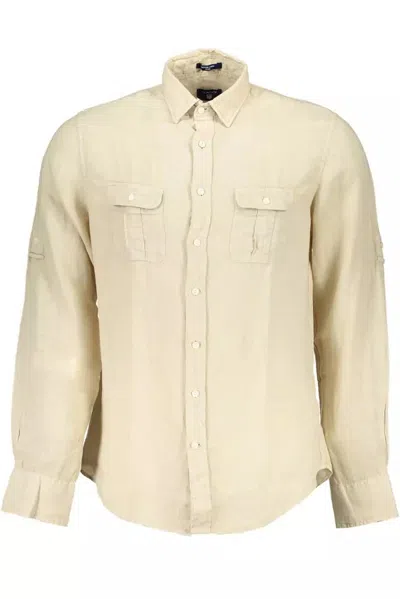 Shop Gant Beige Linen Shirt