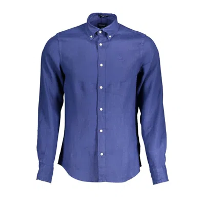 Shop Gant Blue Linen Shirt