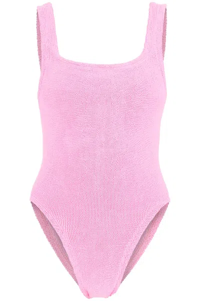 Shop Hunza G . Square Neck Swimsuit In Pink
