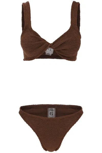 Shop Hunza G . Juno Metallic-effect Bikini Set In Brown