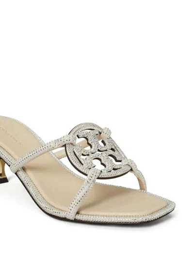 Shop Tory Burch Pave Geo Bombe Miller Low Heel Sandal Shoes In Grey