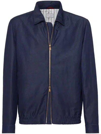 Shop Brunello Cucinelli Outwear Jacket Clothing In Blue