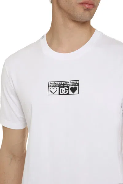 Shop Dolce & Gabbana Printed Cotton T-shirt In White