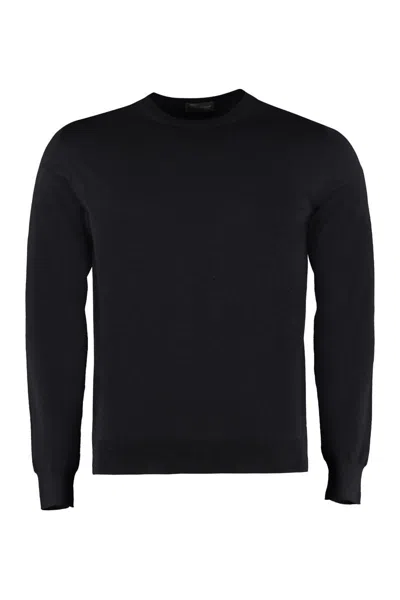 Drumohr Cotton Crewneck Sweater In Blue