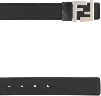 Shop Fendi Reversible Leather Belt In Black