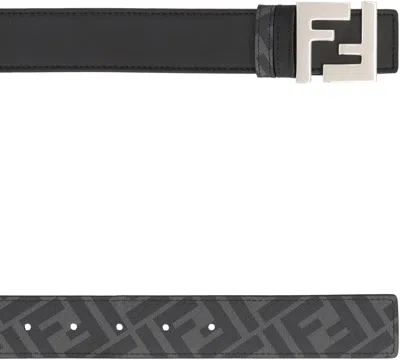 Shop Fendi Reversible Leather Belt In Black
