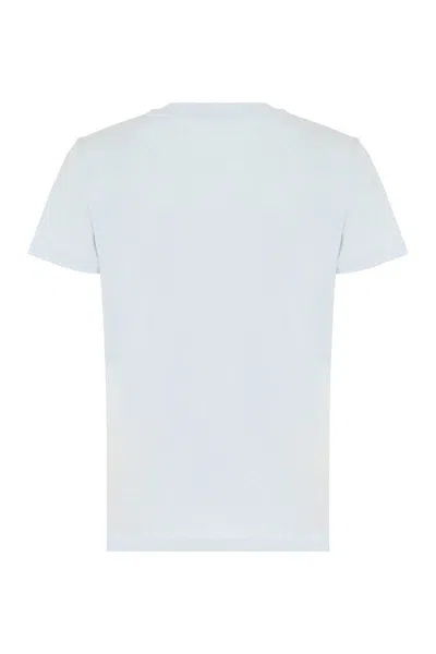 Shop Moncler Cotton Crew-neck T-shirt In Blue