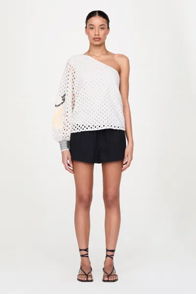Marie Oliver Women's Tish Eyelet One-shoulder Top In Raffia