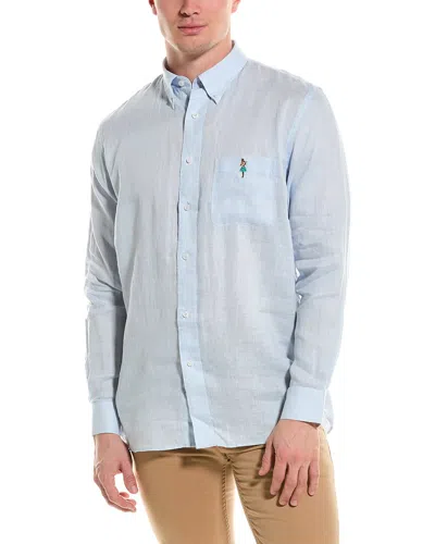 Shop Castaway Chase Linen Shirt In Blue
