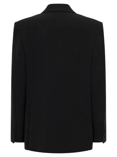 Shop The Andamane Harmony Double Breasted Jacket Crepe Satin In Black