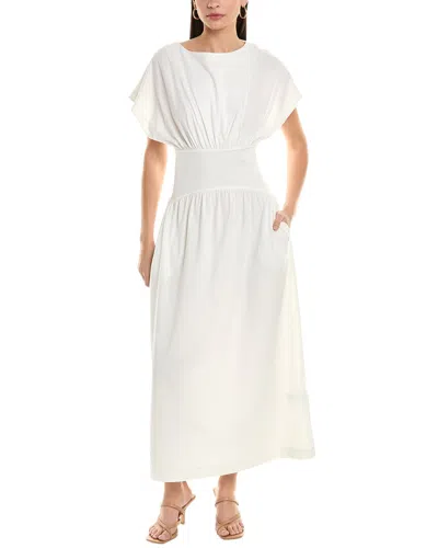 Shop Alpha Studio Gathered Maxi Dress In White