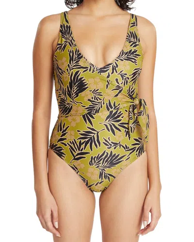 Shop Tanya Taylor Kelly Wrap One-piece In Green