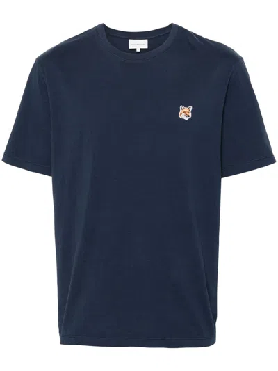Shop Maison Kitsuné T-shirt With Fox Print In Blue