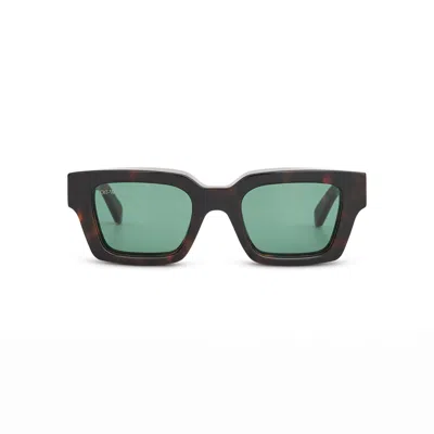 Shop Off-white Virgil Sunglasses In Colour Havana/green