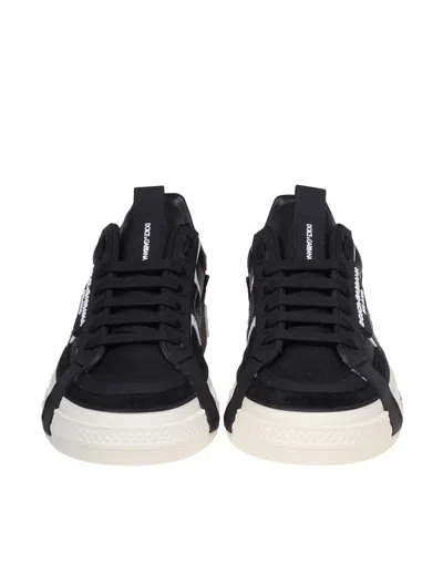 Shop Dolce & Gabbana Calfskin Sneakers In Black / Silver