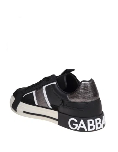 Shop Dolce & Gabbana Calfskin Sneakers In Black / Silver