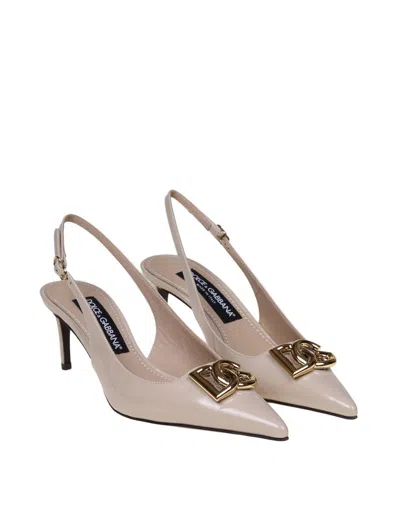 Shop Dolce & Gabbana Patent Leather Slingback In Cappuccino