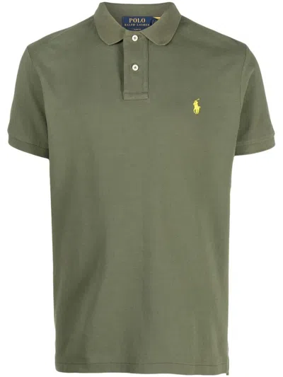 Shop Polo Ralph Lauren Cotton Polo Shirt With Embroidered Logo In Green