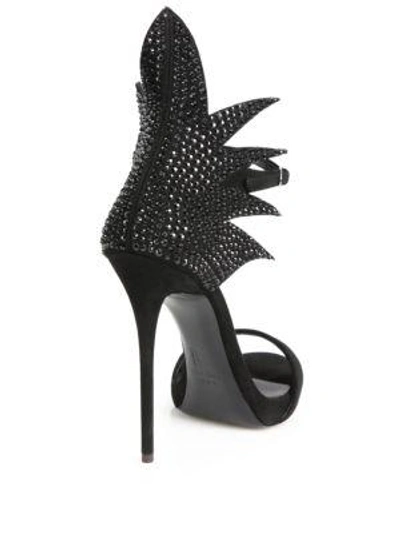 Shop Giuseppe Zanotti Crystal-studded Jagged Suede Sandals In Black