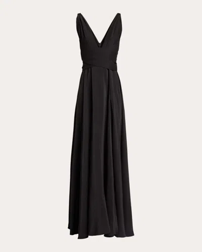 Azeeza Women's Cirrus Belted Silk-charmeuse Gown In Black
