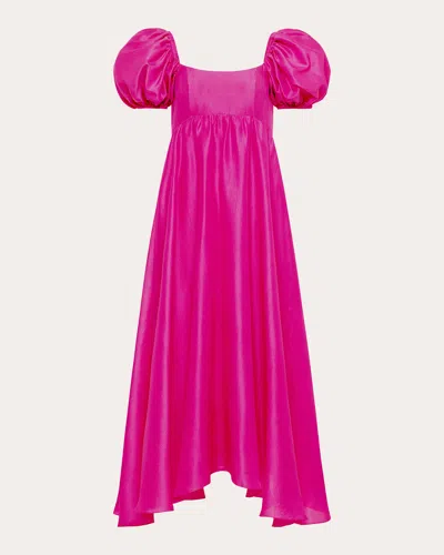 Azeeza Rory Raw Silk Peony Dress In Pink