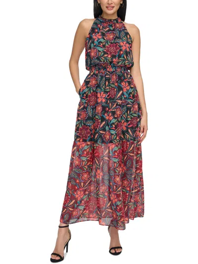Shop Vince Camuto Womens Smocked Long Maxi Dress In Multi
