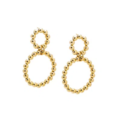 Shop Adina Eden Beaded Double Circle Drop Stud Earring In Gold